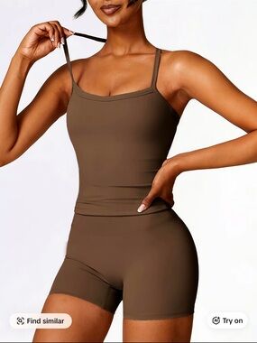 Women’s Stretch Cami & Bike Short Set - Brown